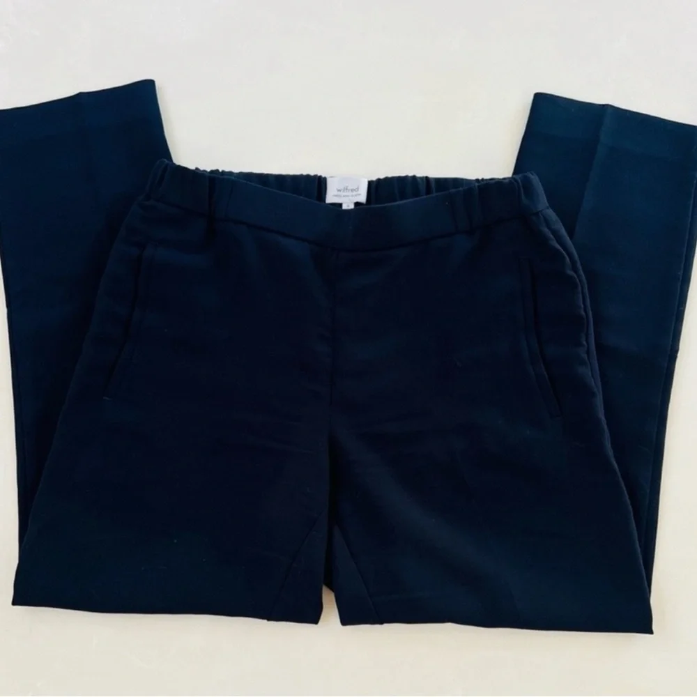 Wilfred High Rise Navy Black Straight Leg Trousers 10